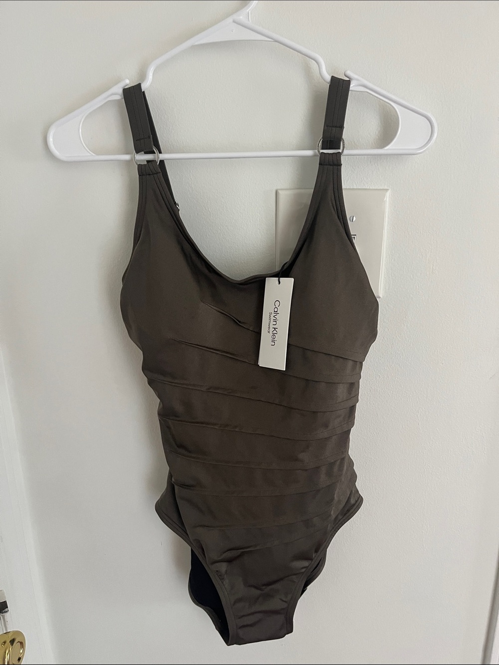 Calvin Klein Brown Ruched One-Piece Swimsuit UV protection four-way stretch 8